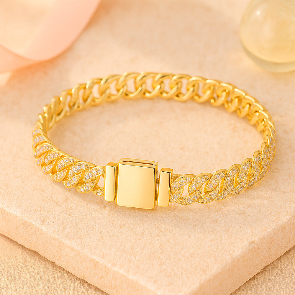 Armband aus Edelstahl, Gliederarmband mit Zirkonia, 19cm