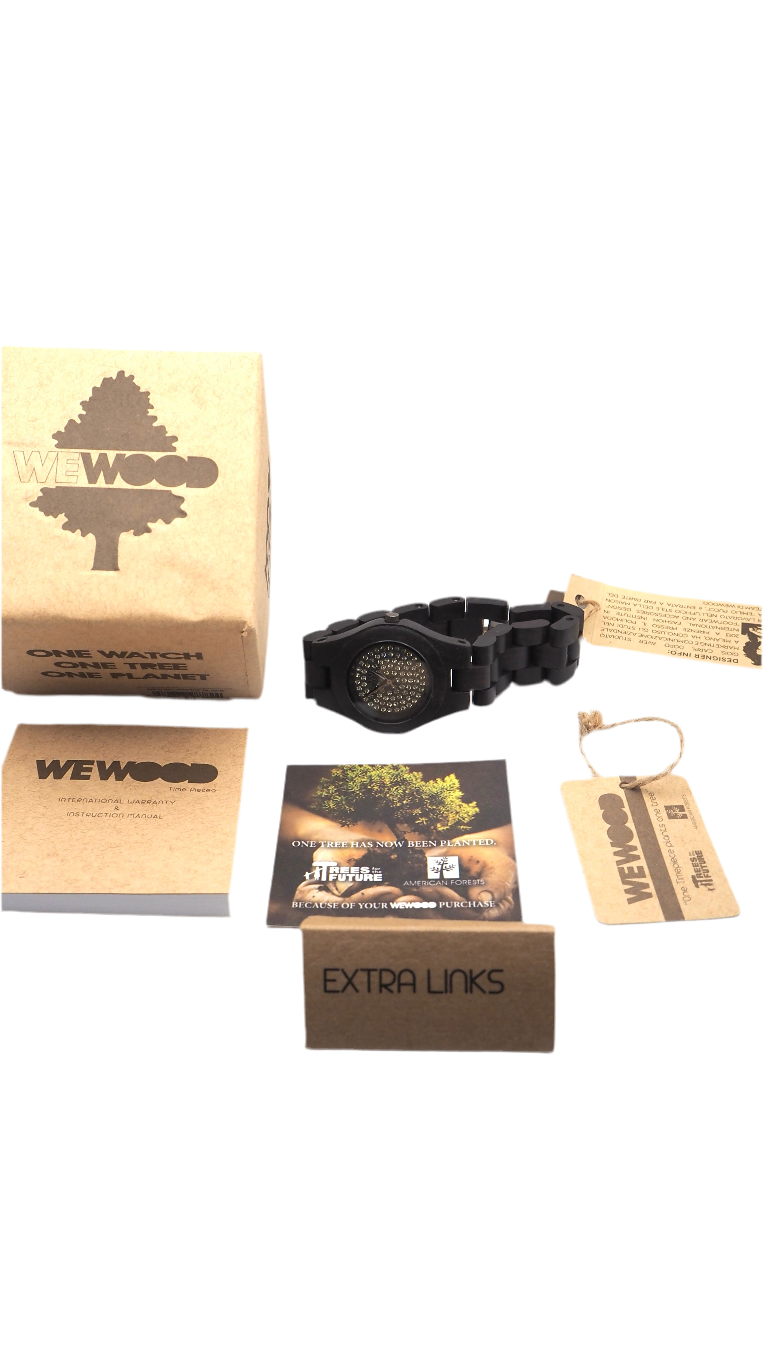 Wewood Moon Crystal Black 70204300 Damenuhr Holz Neu OVP