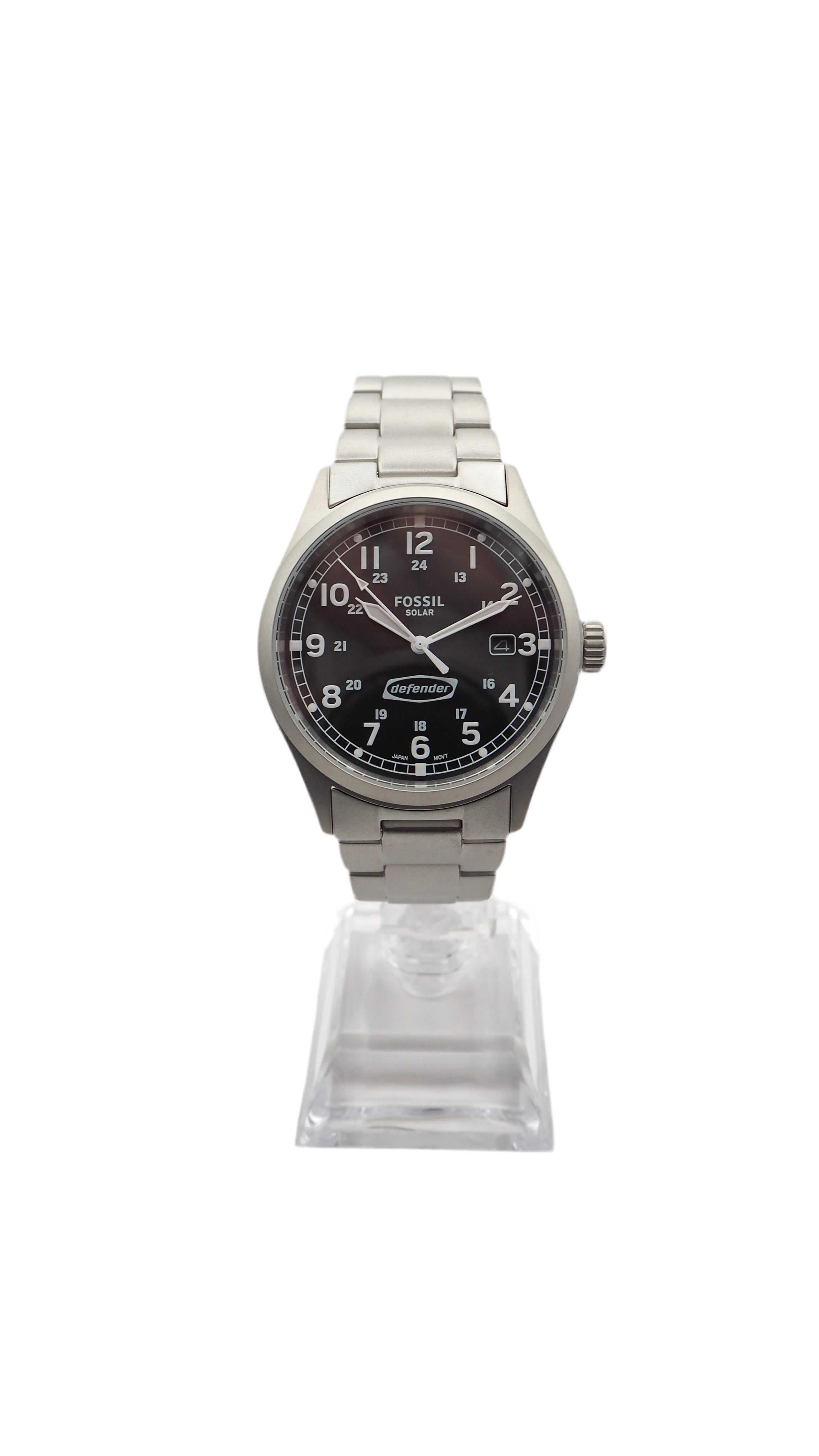 Fossil Defender FS5973 Solar Herrenuhr Edelstahl Neu OVP