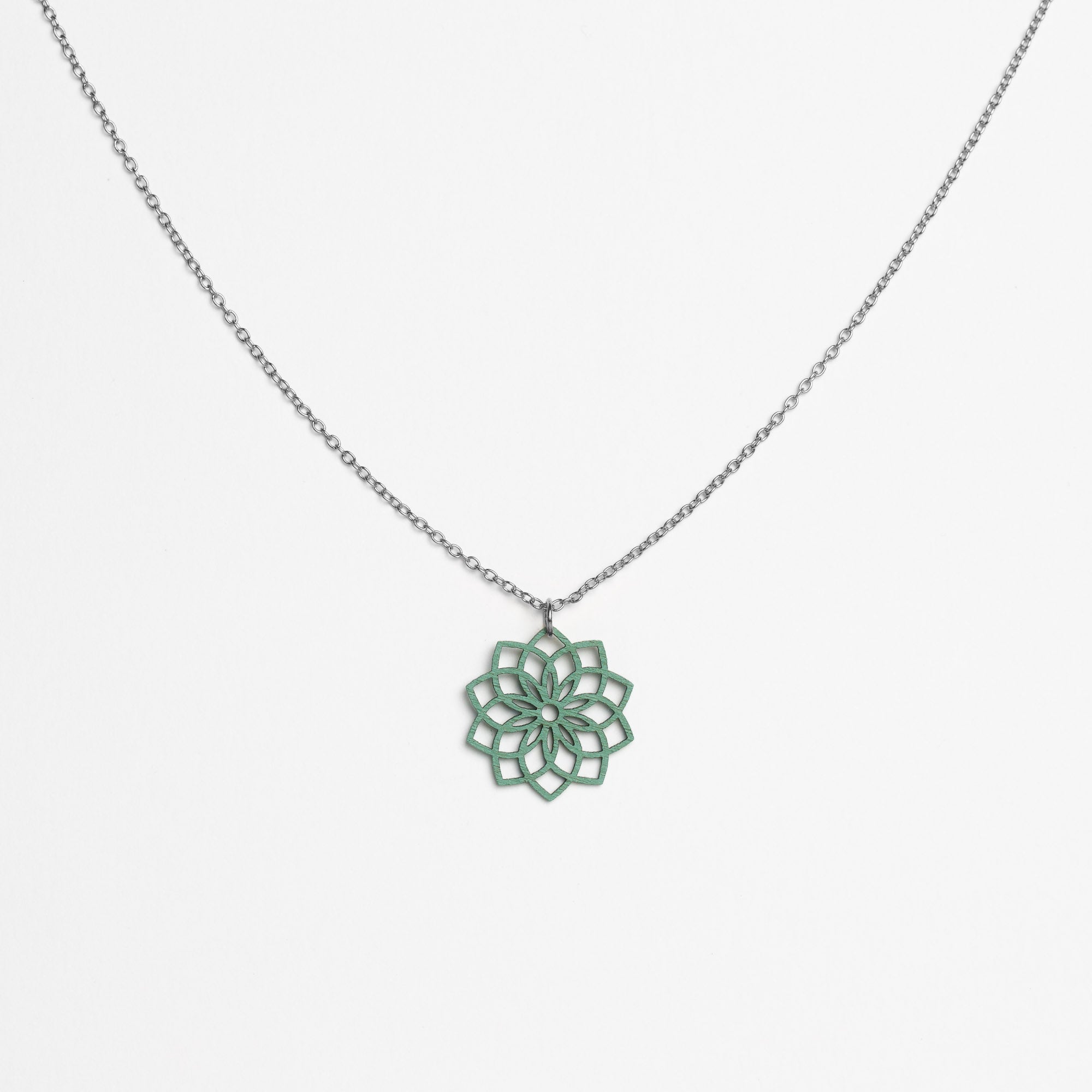 Halskette mit Holzanhänger - 'Mandala'