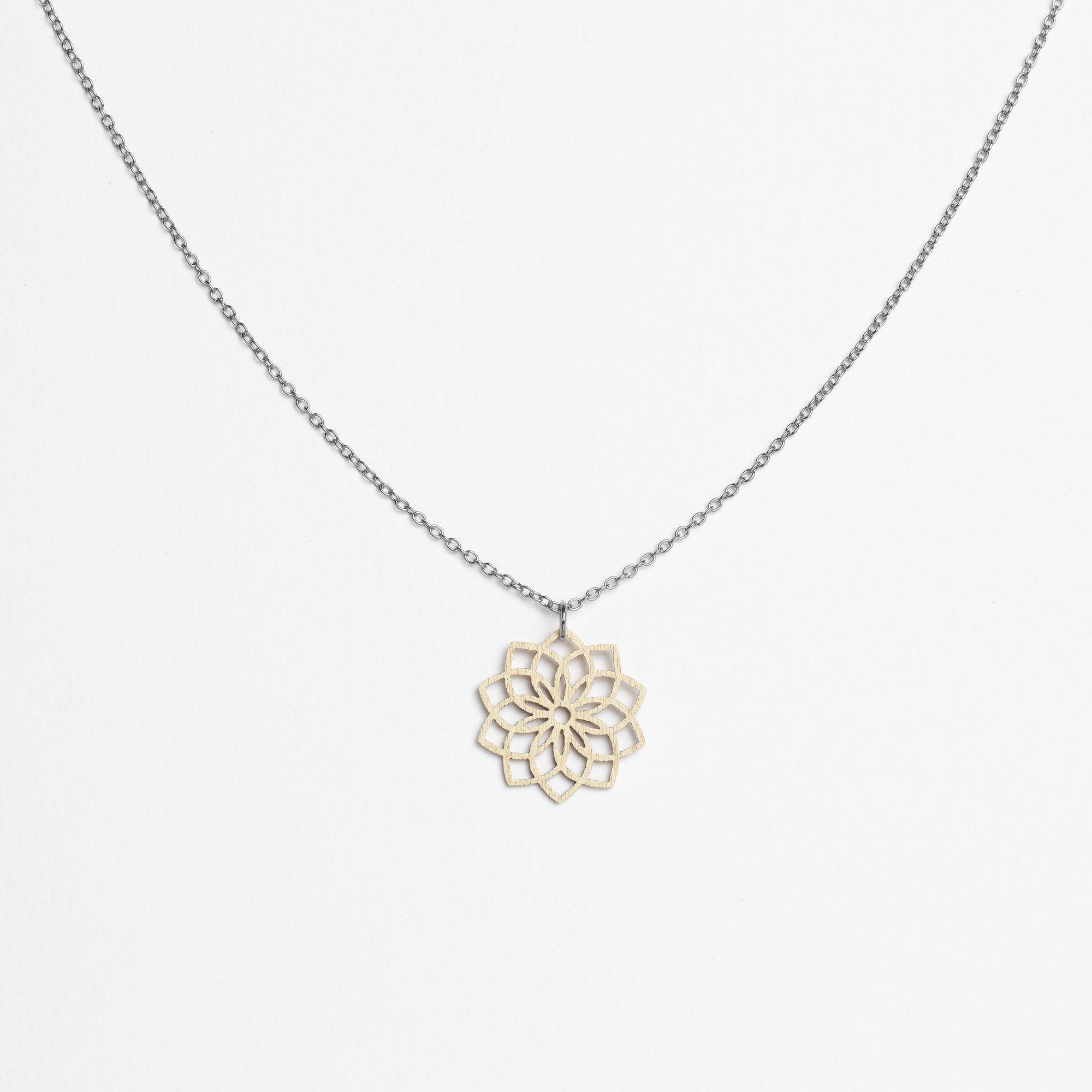 Halskette mit Holzanhänger - 'Mandala'