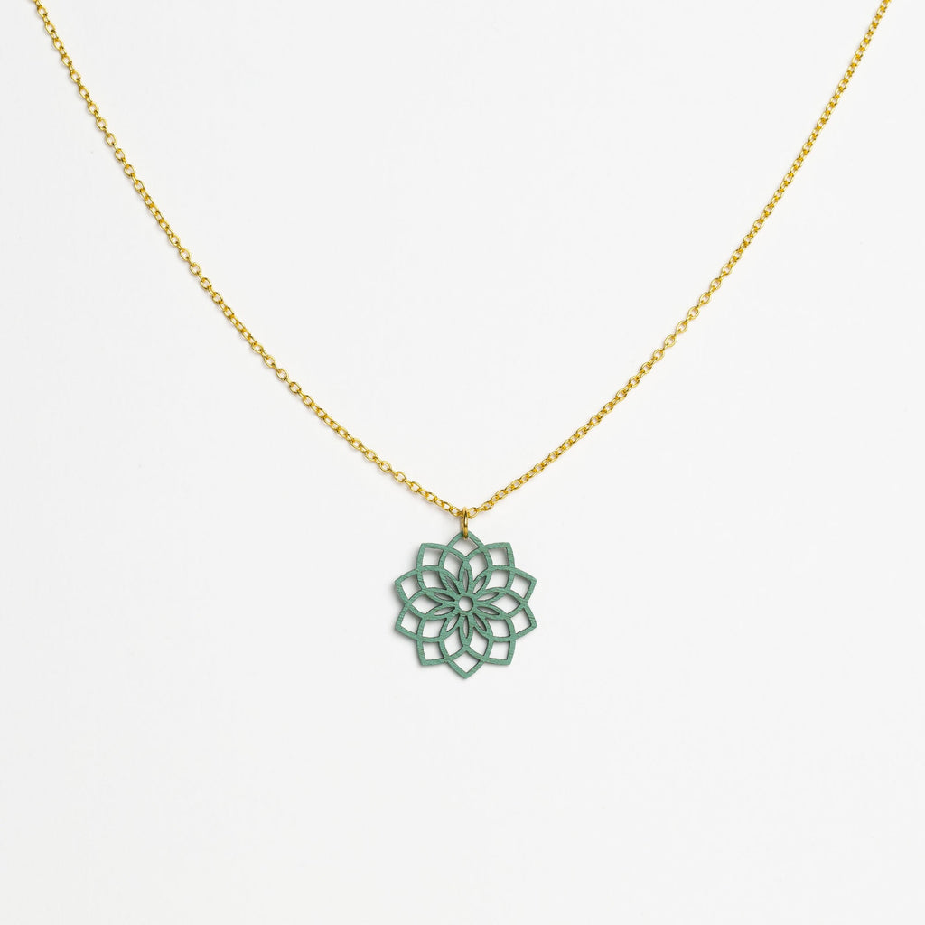 Halskette mit Holzanhänger - 'Mandala'