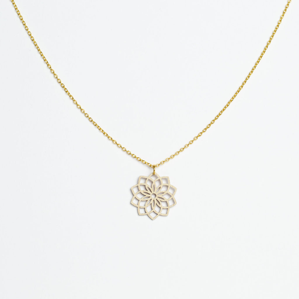 Halskette mit Holzanhänger - 'Mandala'