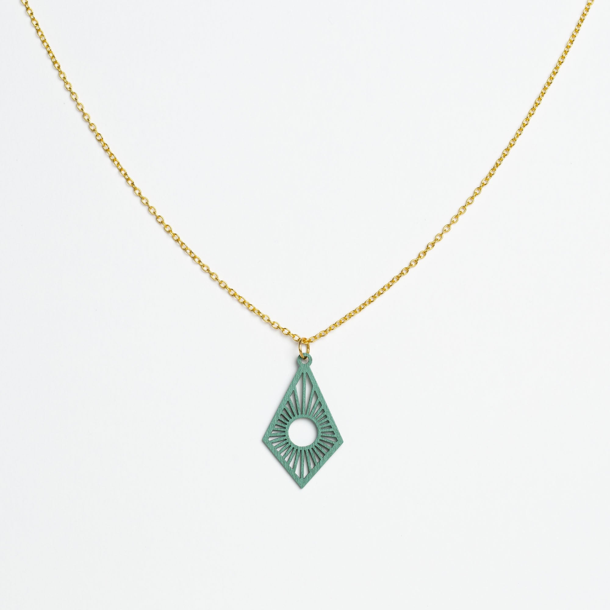 Halskette mit Holzanhänger - 'Sunrise'