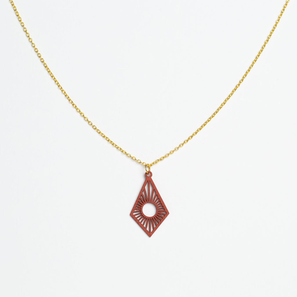 Halskette mit Holzanhänger - 'Sunrise'