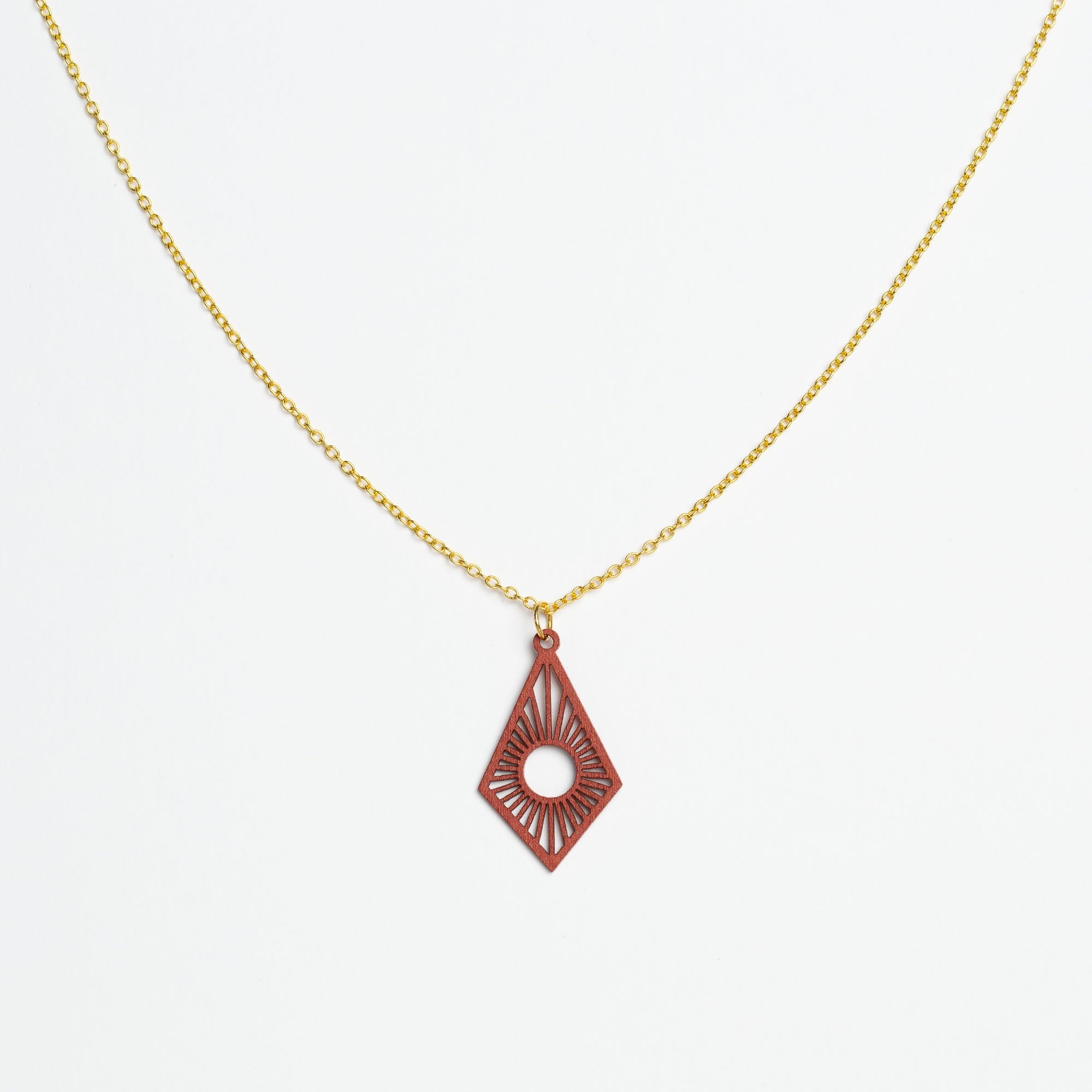 Halskette mit Holzanhänger - 'Sunrise'