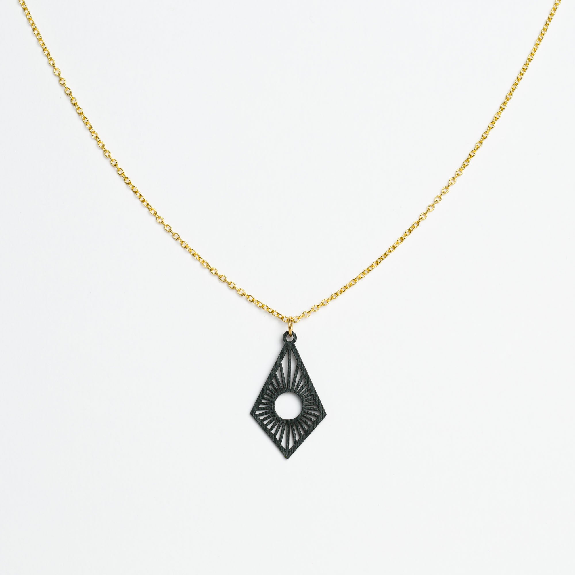 Halskette mit Holzanhänger - 'Sunrise'