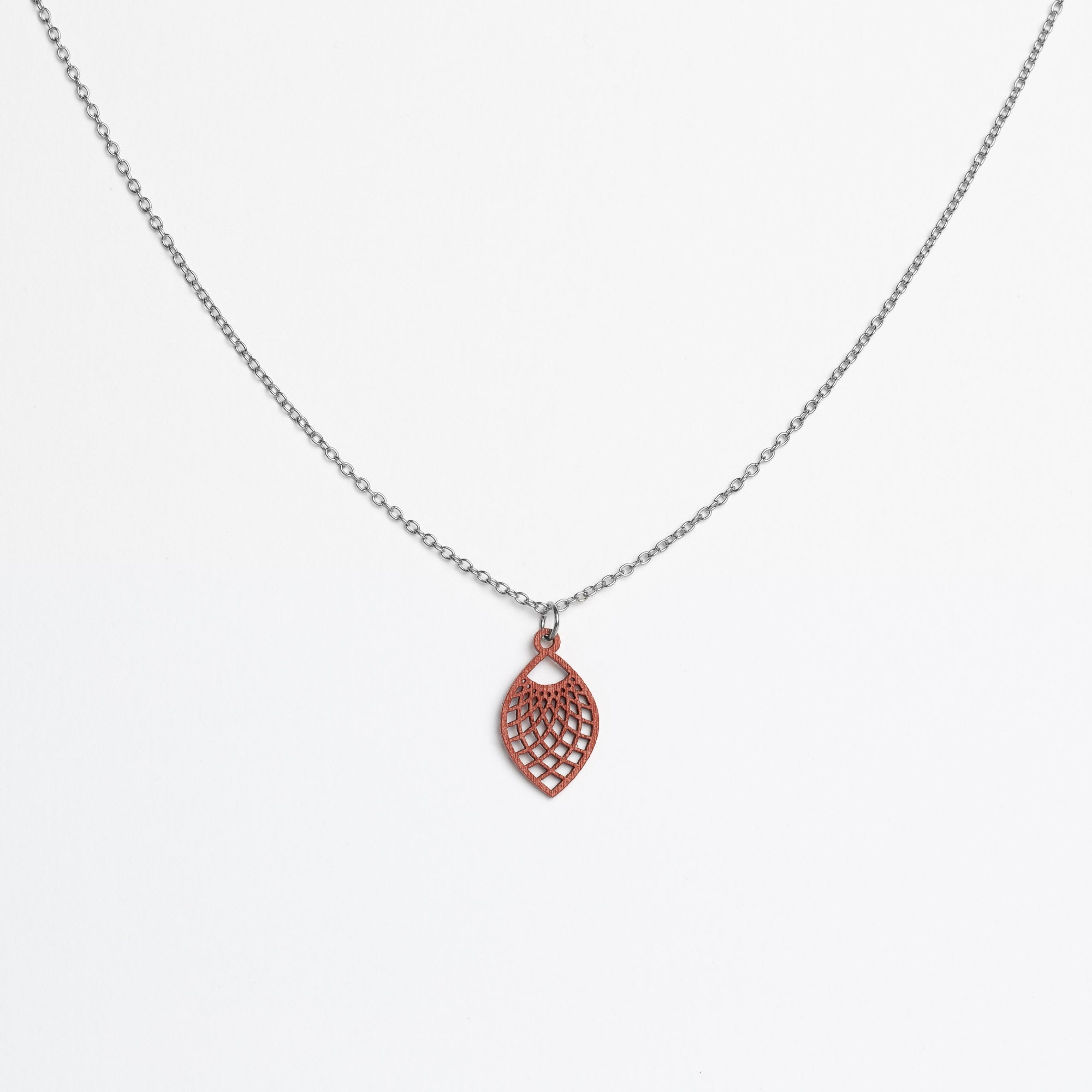 Halskette mit Holzanhänger - 'Leaf'