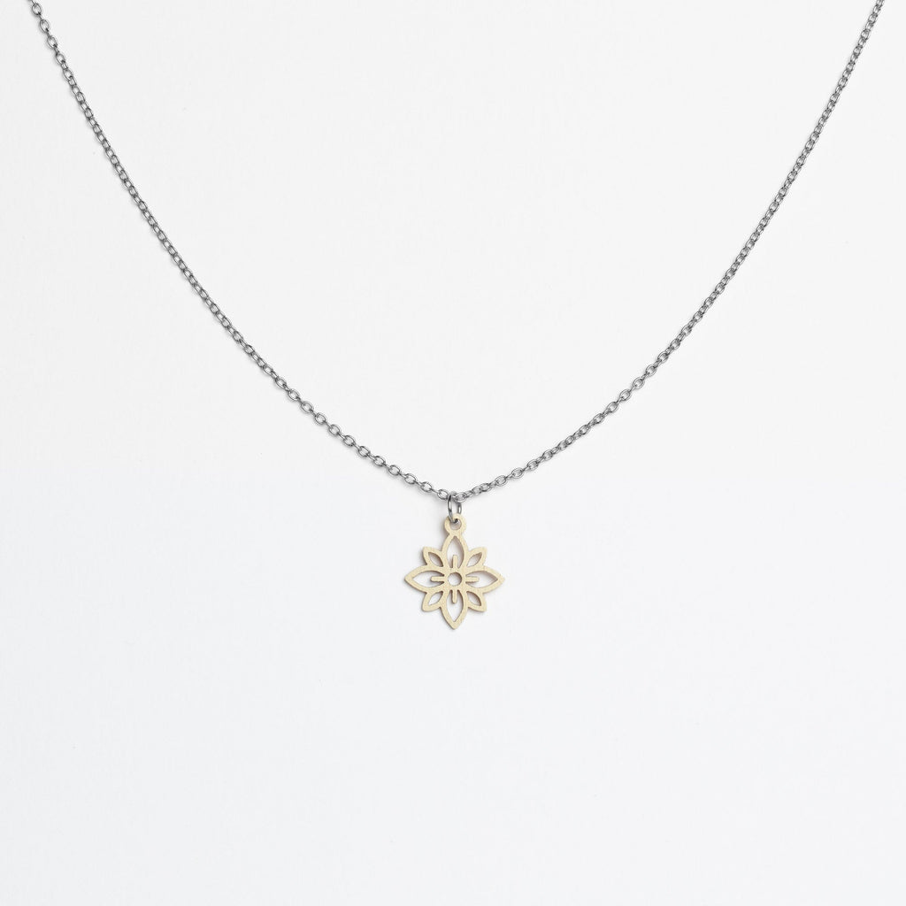 Halskette mit Holzanhänger - 'Flower mini'