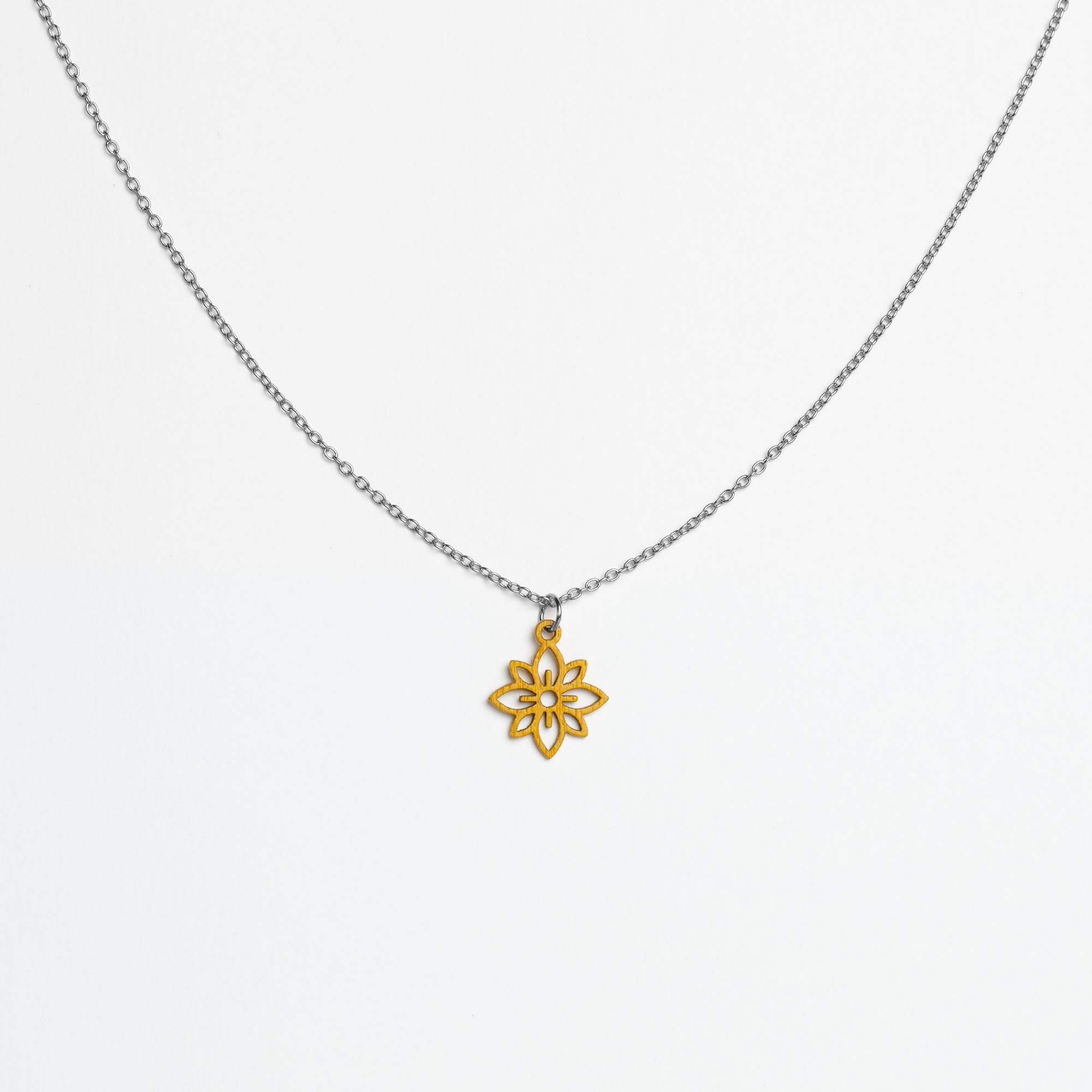 Halskette mit Holzanhänger - 'Flower mini'