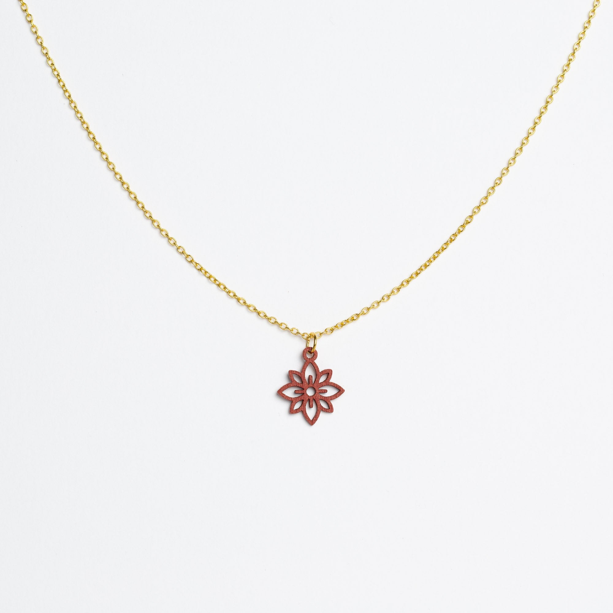 Halskette mit Holzanhänger - 'Flower mini'