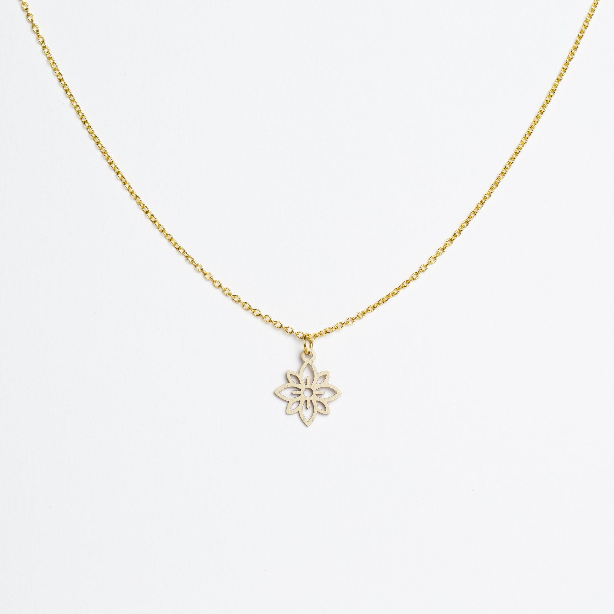 Halskette mit Holzanhänger - 'Flower mini'