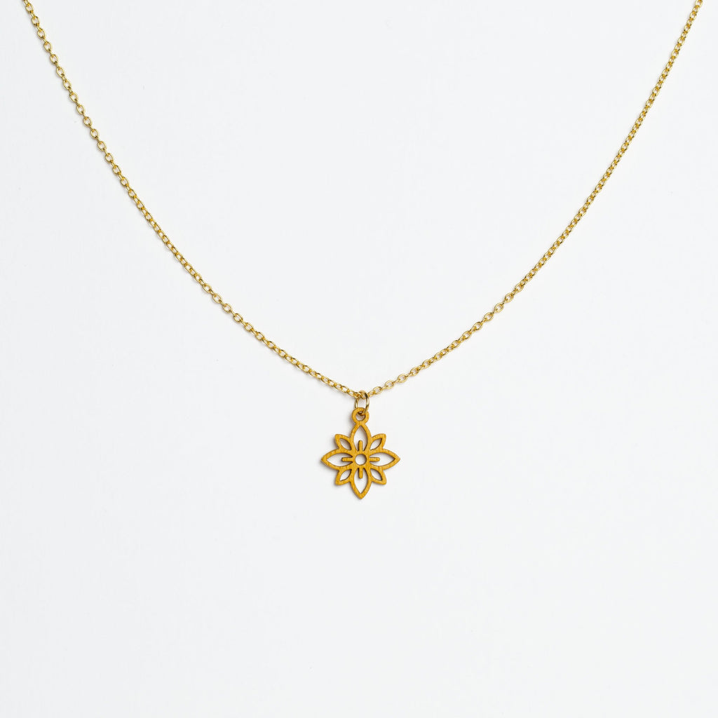 Halskette mit Holzanhänger - 'Flower mini'