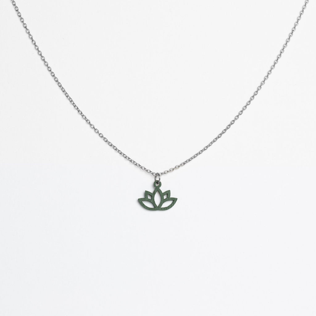 Halskette mit Holzanhänger - 'Lotus'
