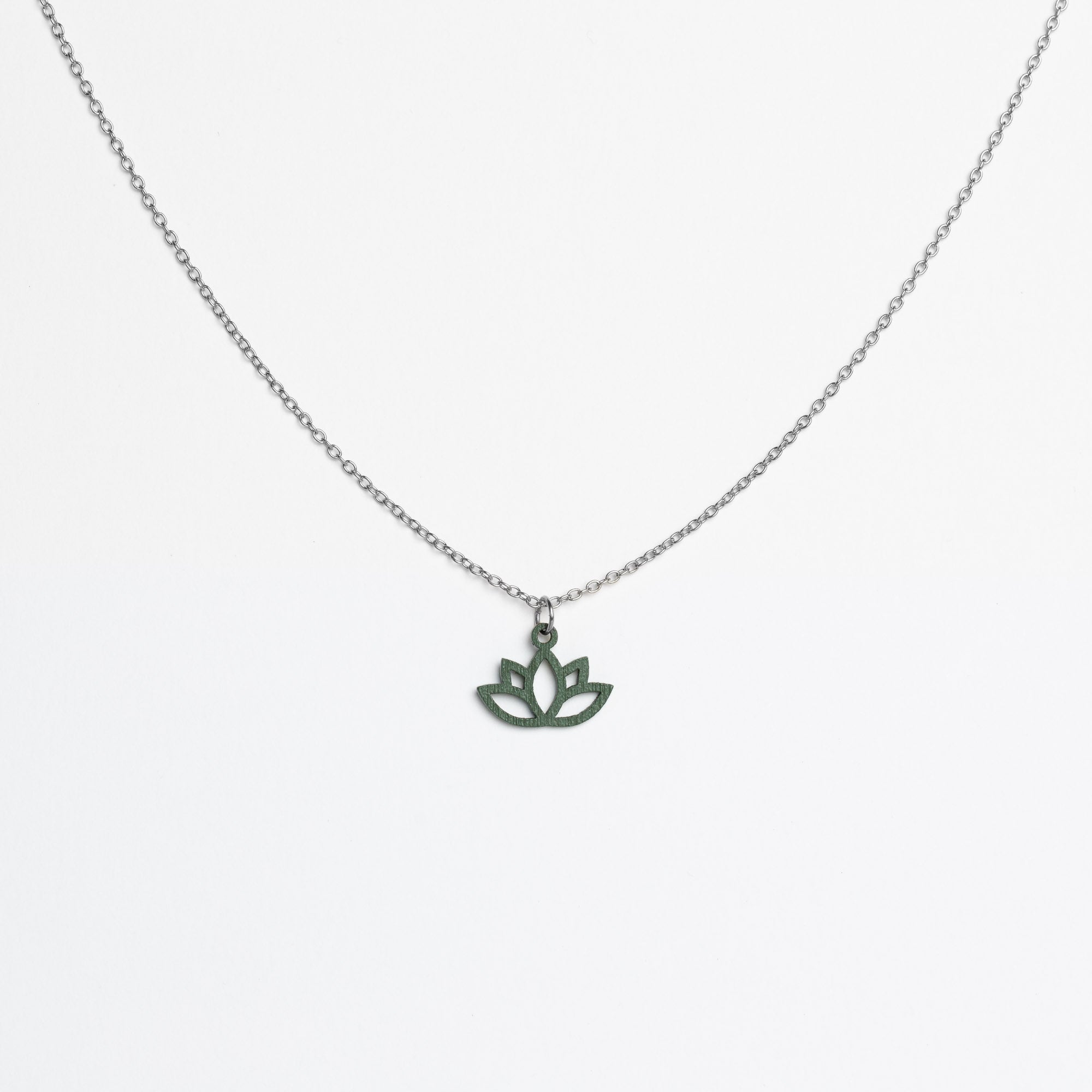 Halskette mit Holzanhänger - 'Lotus'