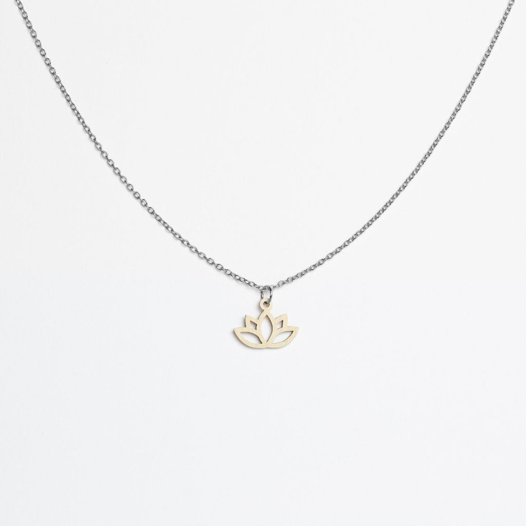 Halskette mit Holzanhänger - 'Lotus'