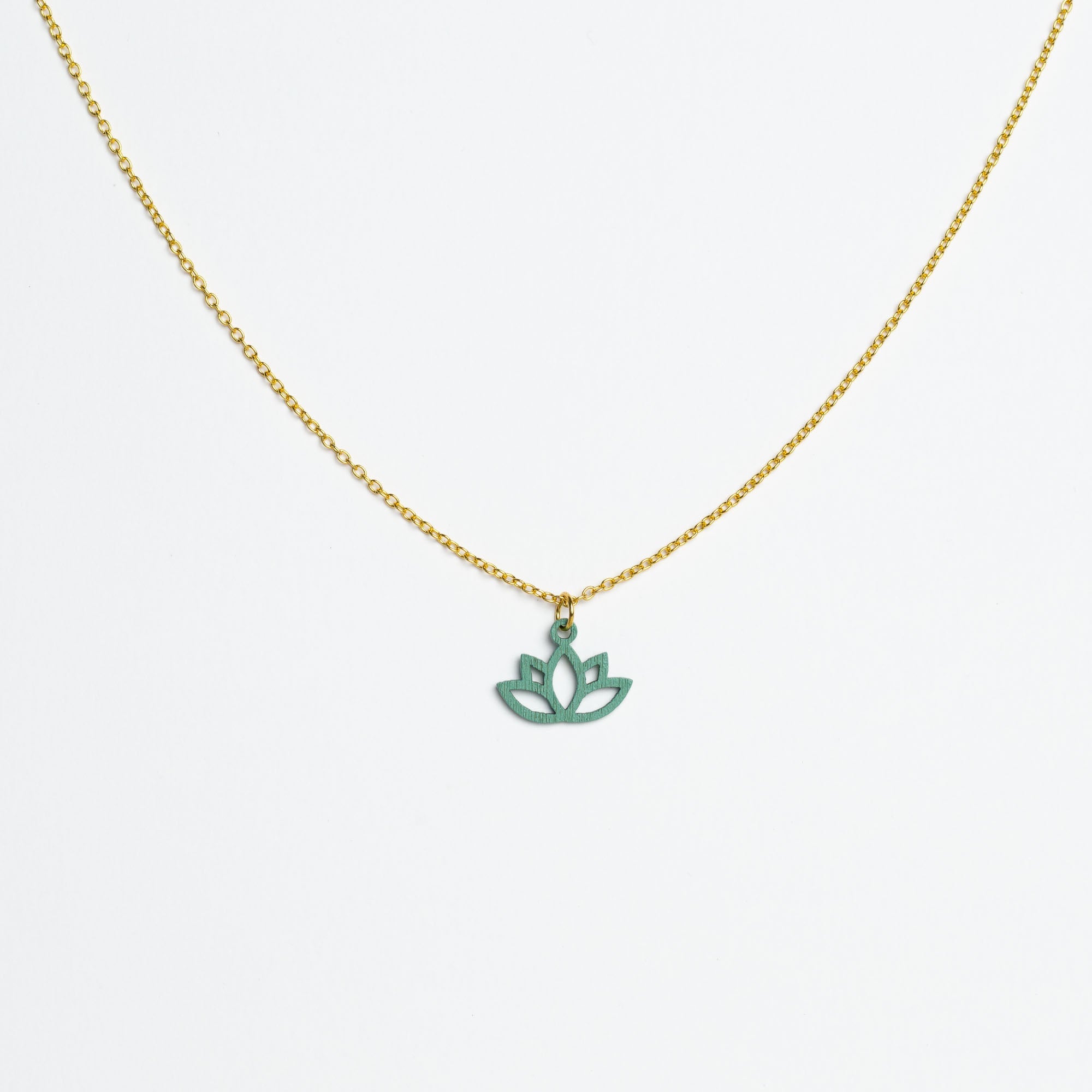 Halskette mit Holzanhänger - 'Lotus'