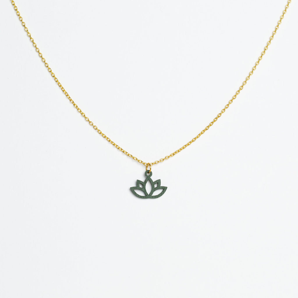 Halskette mit Holzanhänger - 'Lotus'