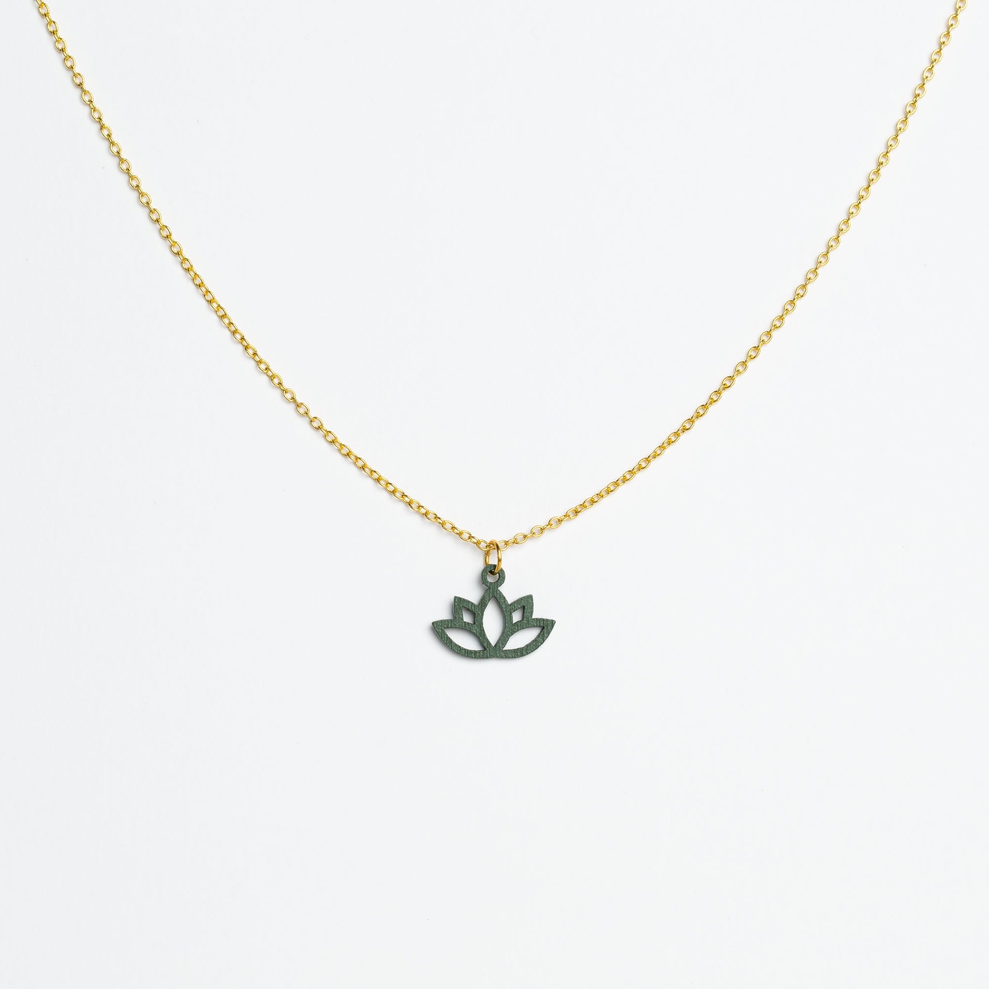 Halskette mit Holzanhänger - 'Lotus'