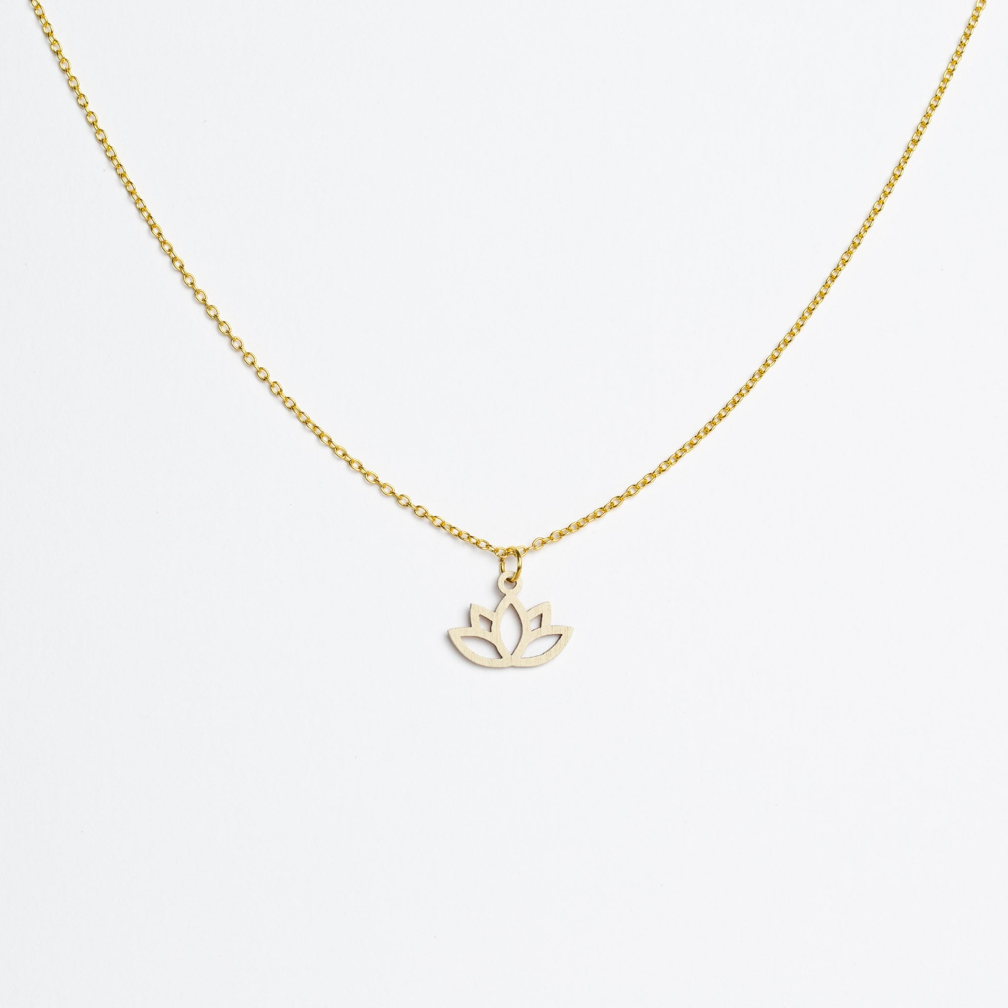 Halskette mit Holzanhänger - 'Lotus'