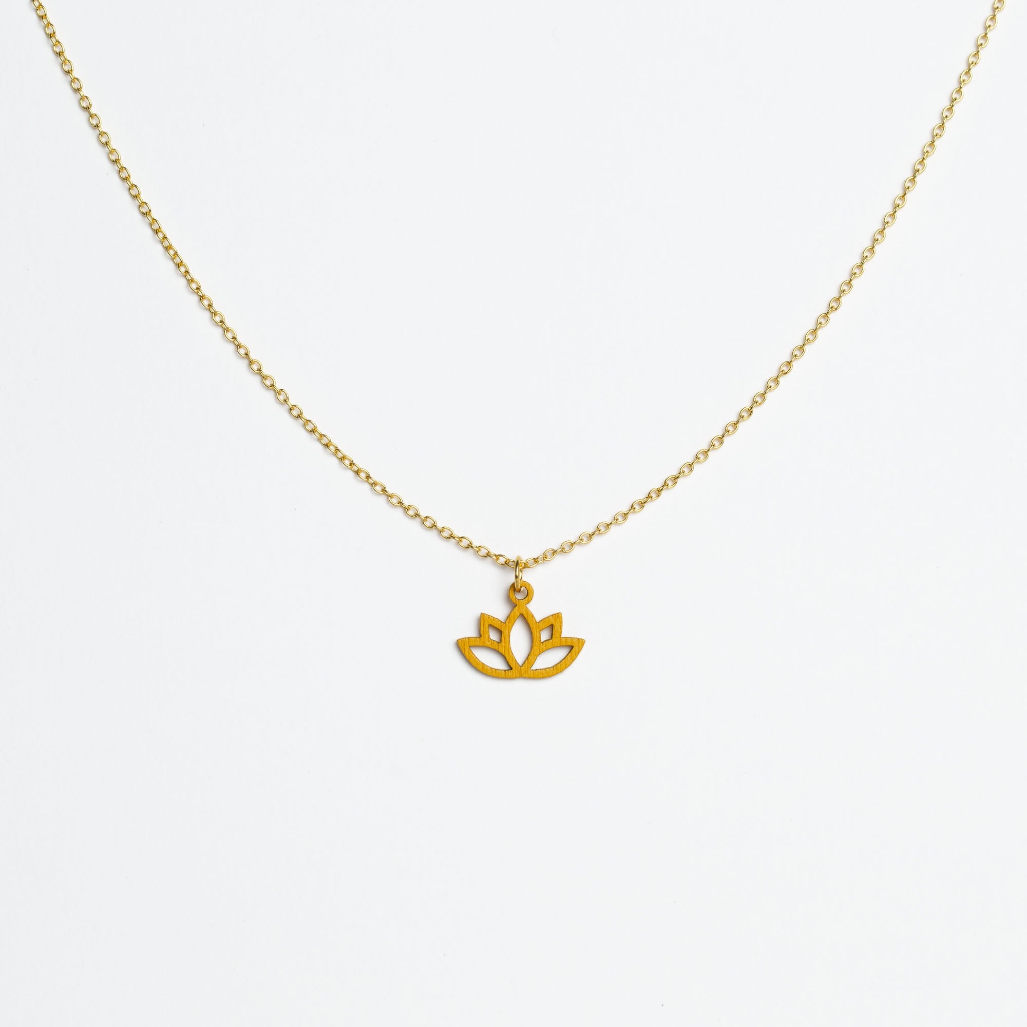 Halskette mit Holzanhänger - 'Lotus'