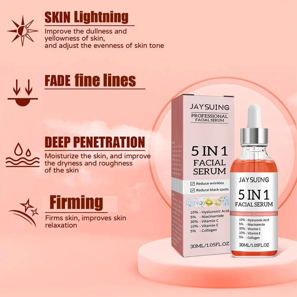 5 in 1 vitamin c face serum – fade fine lines, firm skin, brighten, moisturize & shrink pores