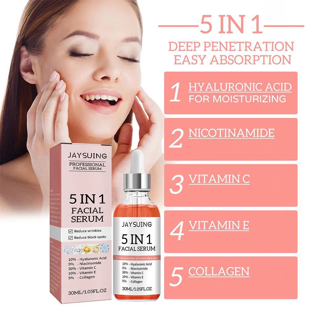 5 in 1 vitamin c face serum – fade fine lines, firm skin, brighten, moisturize & shrink pores