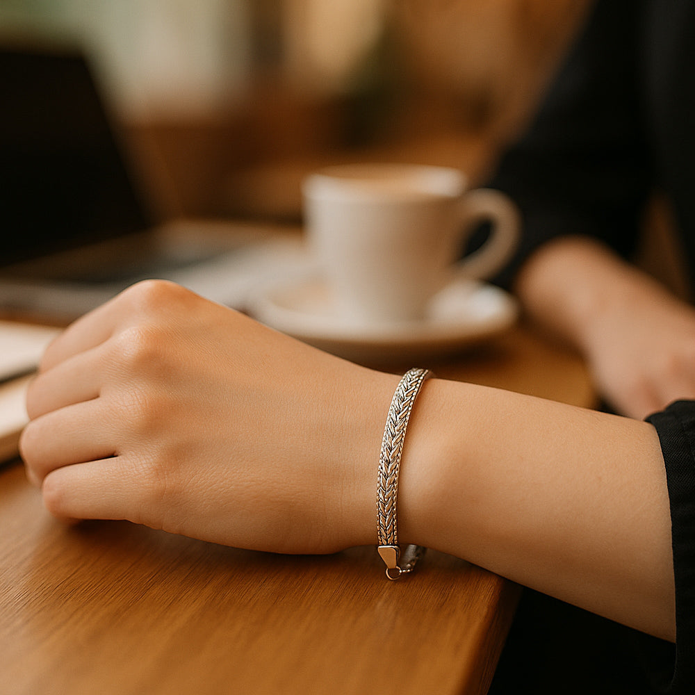 Armband aus 925er Sterling-Silber, Gliederarmband, 20cm