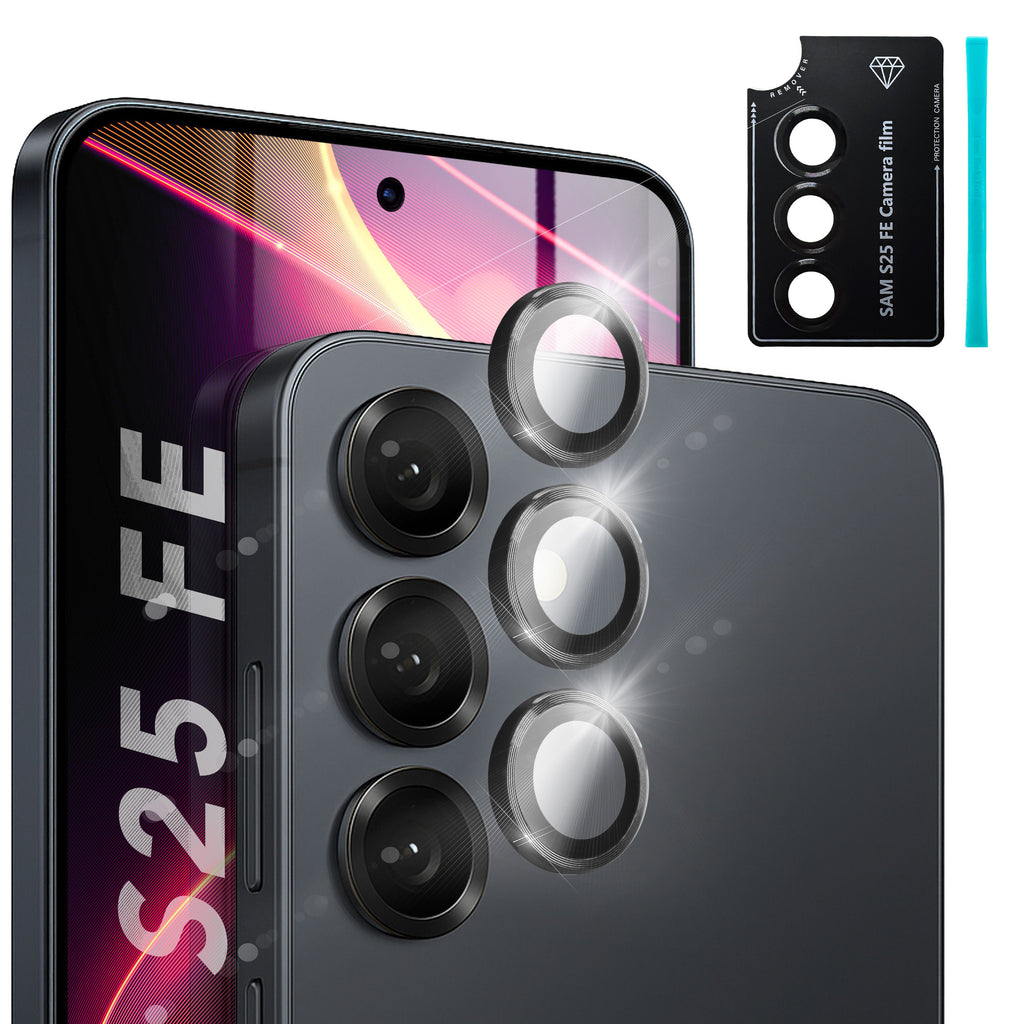NALIA Kamera Glas Focus.Pro CLX für Samsung Galaxy S25 FE (Glasklare Aufnahmen) - Kameraschutz, 9H Linsenglas, Anti-Reflex Ringe, Klar, Selbstklebend, Hüllen-freundlich, 3 Stück