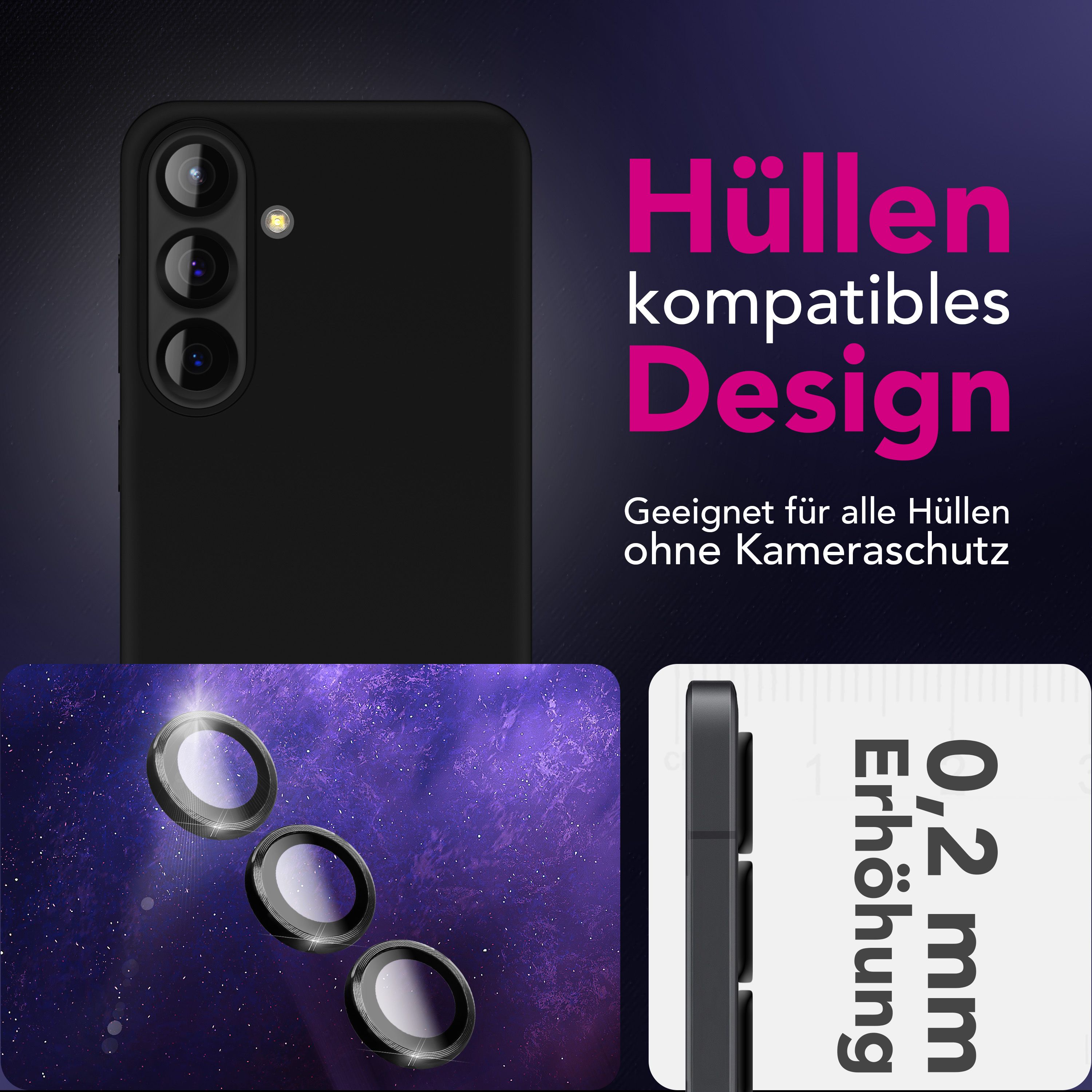 NALIA Kamera Glas Focus.Pro CLX für Samsung Galaxy S25 FE (Glasklare Aufnahmen) - Kameraschutz, 9H Linsenglas, Anti-Reflex Ringe, Klar, Selbstklebend, Hüllen-freundlich, 3 Stück