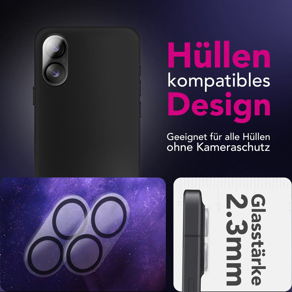 NALIA Kameraglas Focus.X2 MAX für Apple iPhone 17 (Klarer Kameraschutz) – 2er Set, 9H Schutzglas mit Anti-Reflex Ringen, Selbstklebend, Kompletter Linsen-Schutz, Hüllen geeignet