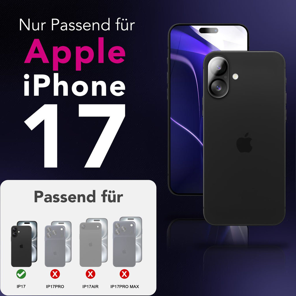 NALIA Kameraglas Focus.X2 MAX für Apple iPhone 17 (Klarer Kameraschutz) – 2er Set, 9H Schutzglas mit Anti-Reflex Ringen, Selbstklebend, Kompletter Linsen-Schutz, Hüllen geeignet