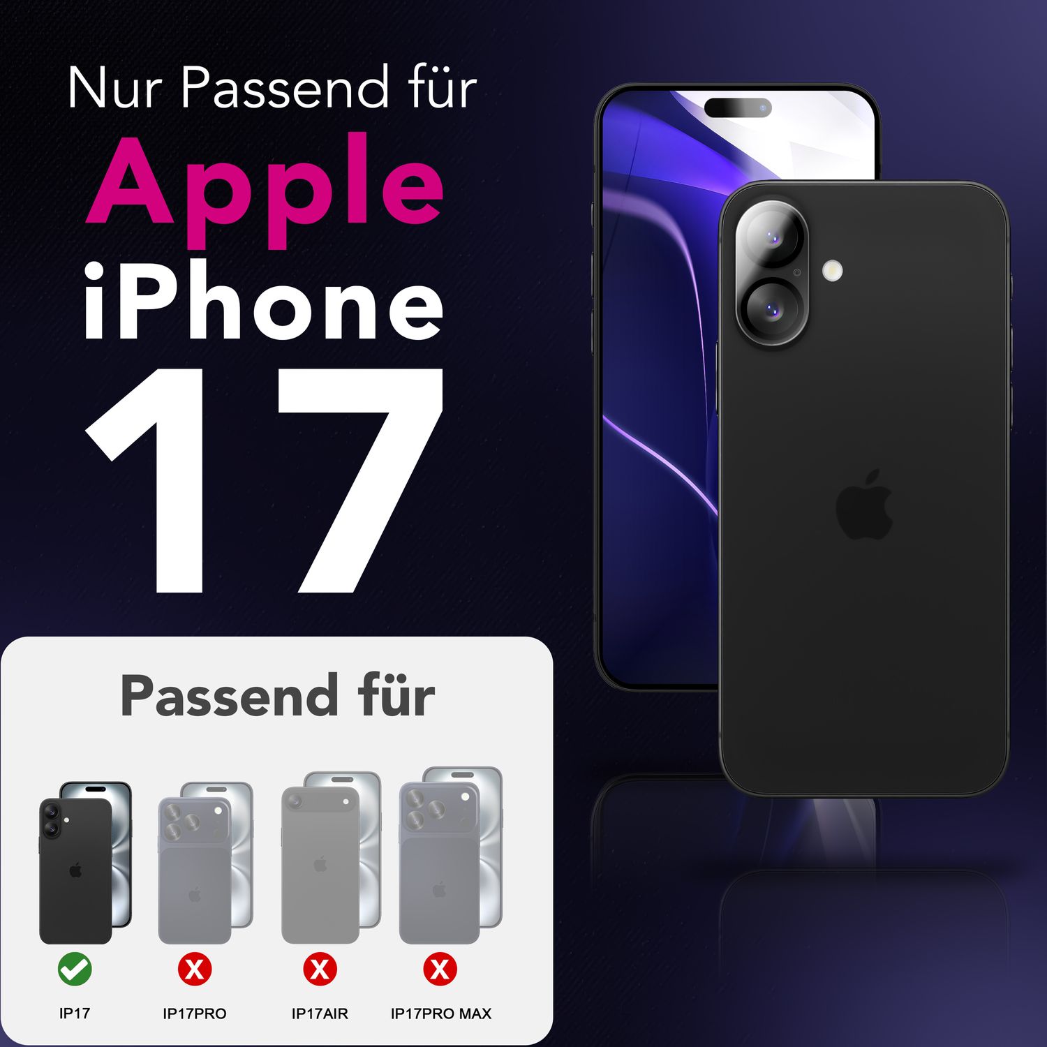 NALIA Kameraglas Focus.X2 MAX für Apple iPhone 17 (Klarer Kameraschutz) – 2er Set, 9H Schutzglas mit Anti-Reflex Ringen, Selbstklebend, Kompletter Linsen-Schutz, Hüllen geeignet