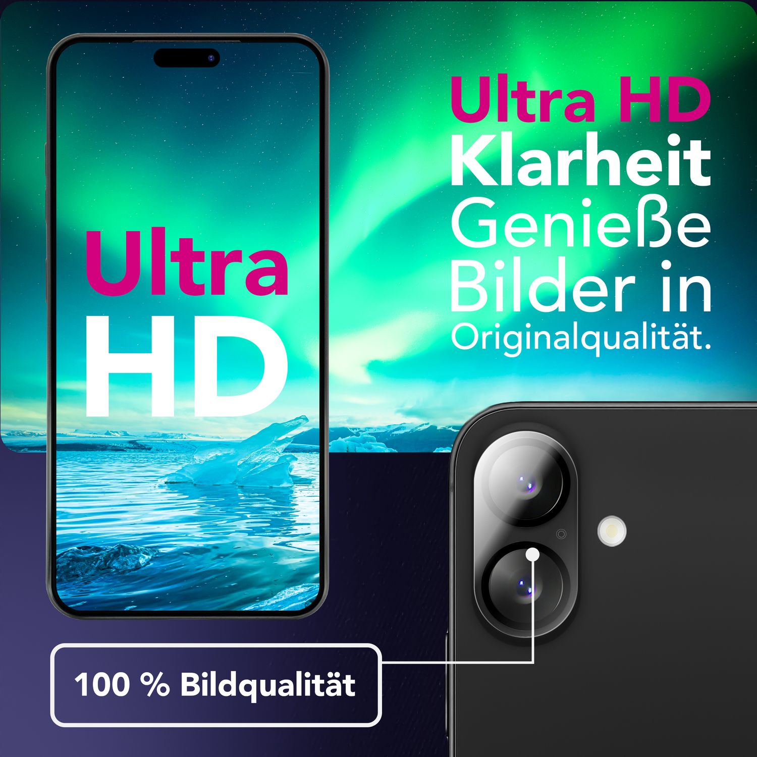 NALIA Kameraglas Focus.X2 MAX für Apple iPhone 17 (Klarer Kameraschutz) – 2er Set, 9H Schutzglas mit Anti-Reflex Ringen, Selbstklebend, Kompletter Linsen-Schutz, Hüllen geeignet