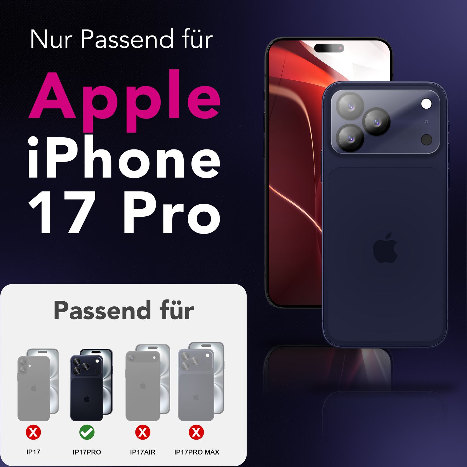 NALIA Kameraglas Focus.X2 MAX für Apple iPhone 17 Pro (Klarer Kameraschutz) – 2er Set, 9H Schutzglas mit Anti-Reflexion Ringen, Vollständige Linsenabdeckung, Hüllen-freundlich