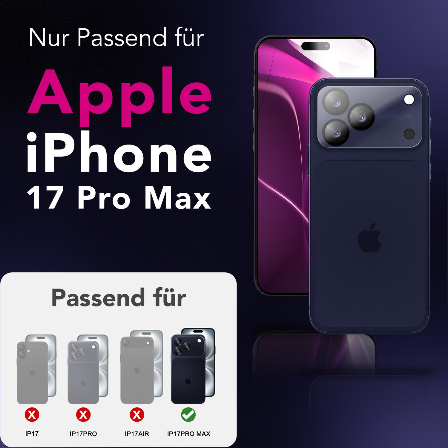NALIA Kameraglas Focus.X2 MAX für Apple iPhone 17 Pro Max (Klarer Kameraschutz) – 2er Set, 9H Schutzglas mit Anti-Reflex Technologie, Vollständiger Linsenschutz, Case-friendly