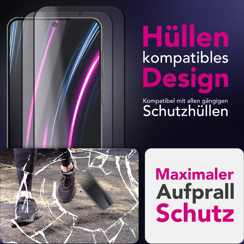 NALIA Glas ArmorGlassX für Samsung Galaxy S25 FE (super klarer Displayschutz) - 2x Schutzglas 9H Härte, Kratzfest, Anti-Schlieren, Hüllen-kompatibel, Oleophob, schwarzer Rahmen