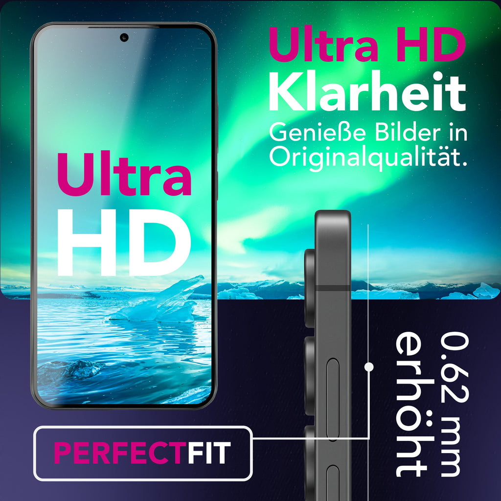 NALIA Glas ArmorGlassX für Samsung Galaxy S25 FE (super klarer Displayschutz) - 2x Schutzglas 9H Härte, Kratzfest, Anti-Schlieren, Hüllen-kompatibel, Oleophob, schwarzer Rahmen