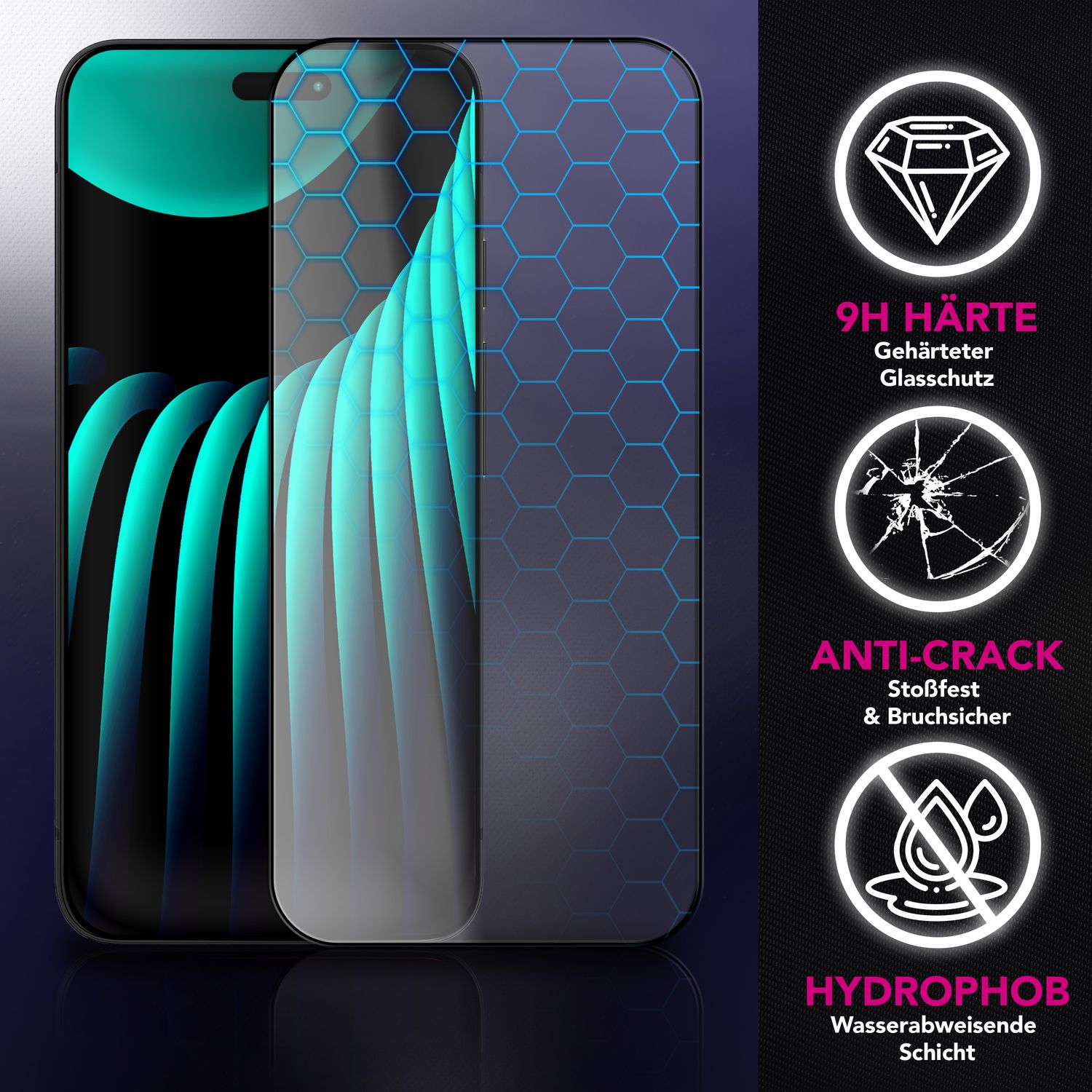 NALIA Display Glas ArmorGlassX für Apple iPhone 17 Air (super klarer Displayschutz) - 2x Schutzglas 9H Härte, Kratzfest, Case-friendly, Touch-sensitiv, Oleophob, schwarzer Rahmen