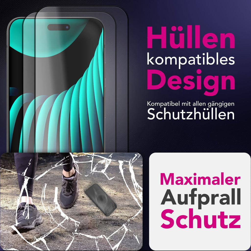 NALIA Display Glas ArmorGlassX für Apple iPhone 17 Air (super klarer Displayschutz) - 2x Schutzglas 9H Härte, Kratzfest, Case-friendly, Touch-sensitiv, Oleophob, schwarzer Rahmen
