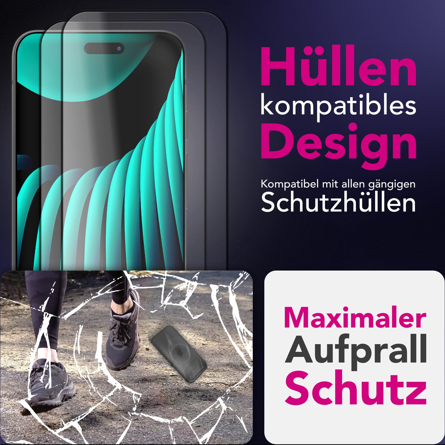 NALIA Display Glas ArmorGlassX für Apple iPhone 17 Air (super klarer Displayschutz) - 2x Schutzglas 9H Härte, Kratzfest, Case-friendly, Touch-sensitiv, Oleophob, schwarzer Rahmen
