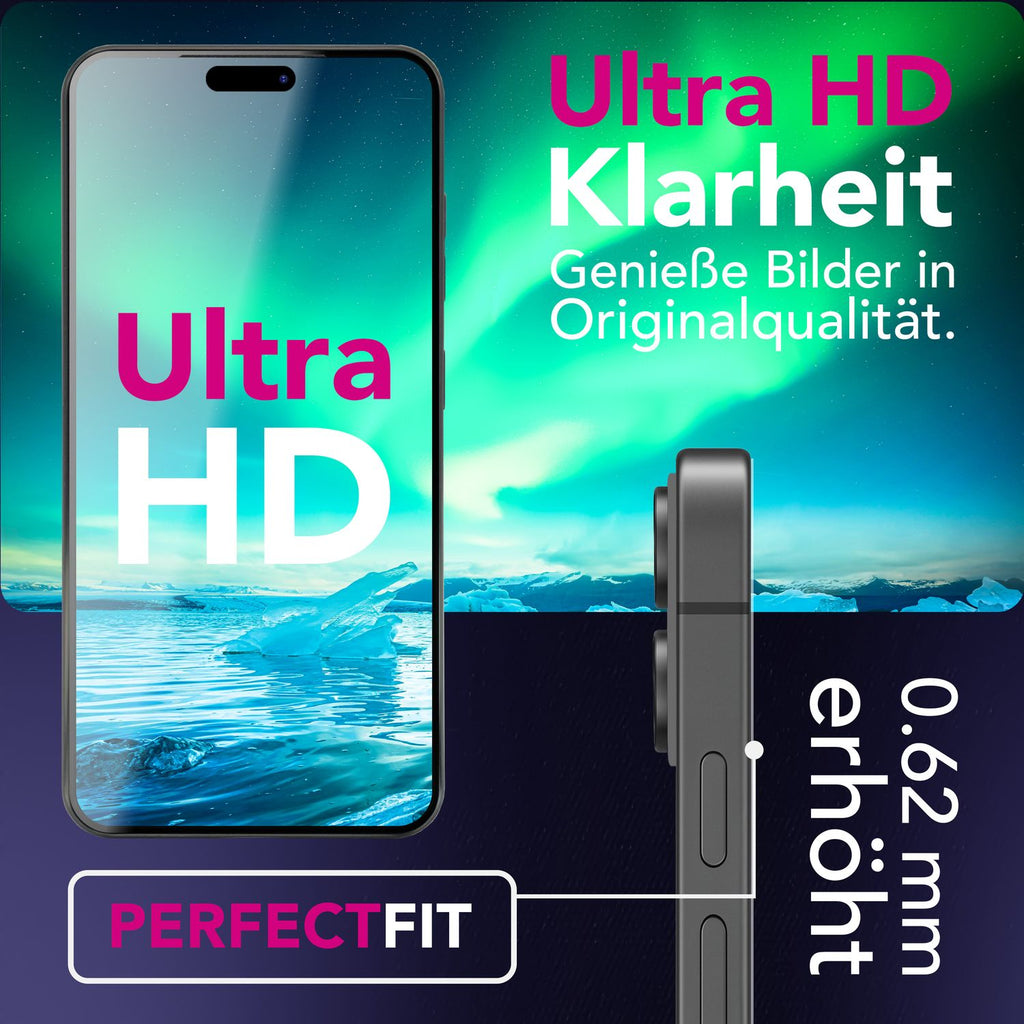 NALIA Display Glas ArmorGlassX für Apple iPhone 17 Pro (super klarer Displayschutz) - 2x Schutzglas 9H Härte, Kratzfest, Oleophob, Anti-Flecken, Case-kompatibel, schwarzer Rahmen