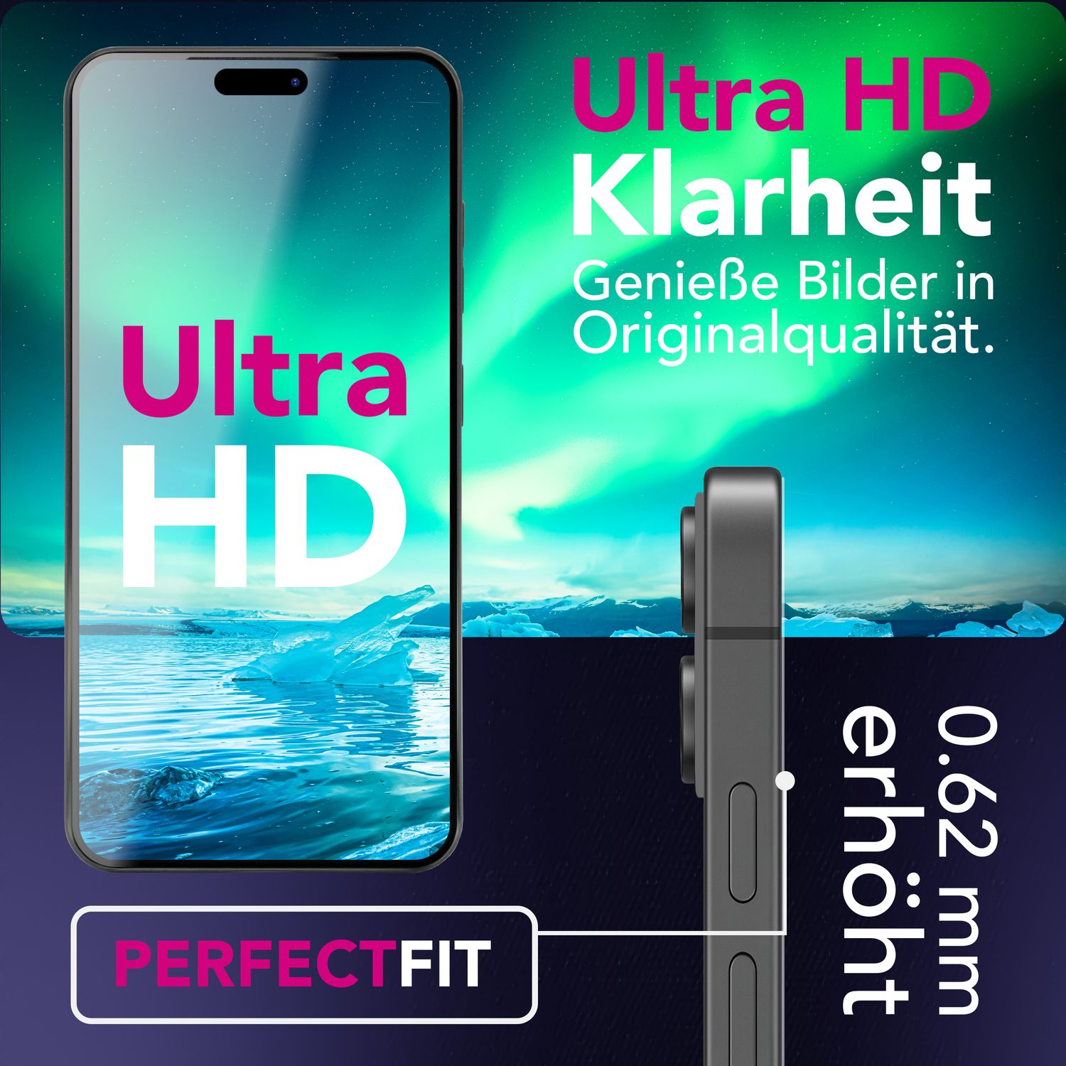 NALIA Display Glas ArmorGlassX für Apple iPhone 17 Pro (super klarer Displayschutz) - 2x Schutzglas 9H Härte, Kratzfest, Oleophob, Anti-Flecken, Case-kompatibel, schwarzer Rahmen