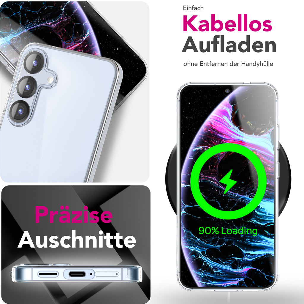 NALIA Hülle AirFlex für Samsung Galaxy S25 FE (Kristallklare Silikonhülle) - Transparentes TPU Case, Anti-Gelb Effekt, Schlank & Leicht, Kratzfest & Griffig, Crystal Clear Cover