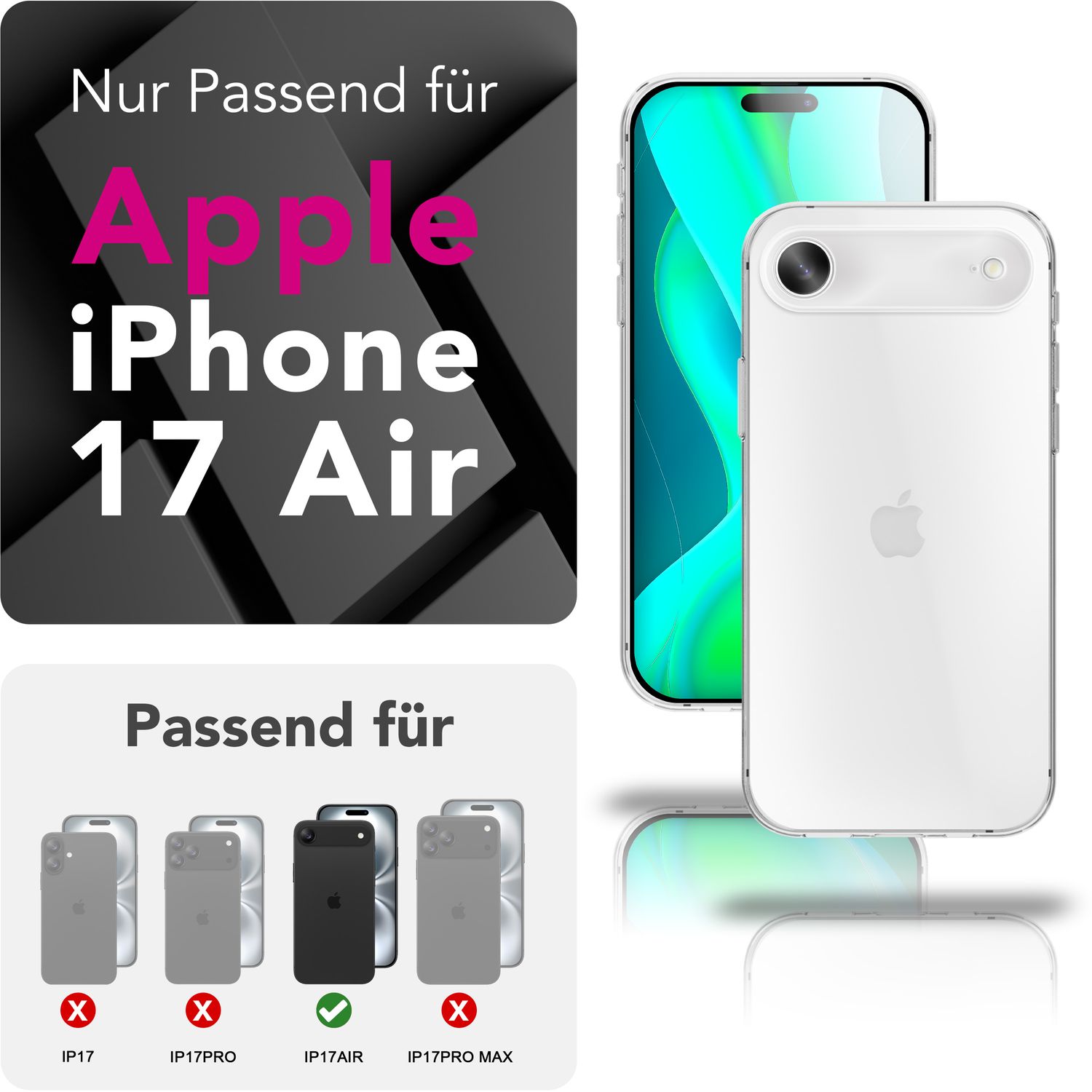 NALIA Hülle AirFlex für Apple iPhone 17 Air (Kristallklare Silikonhülle) - Transparente TPU Schutzhülle, Durchsichtig & Anti-Gelb, Schlank & Flexibel, Dezenter Kratzschutz