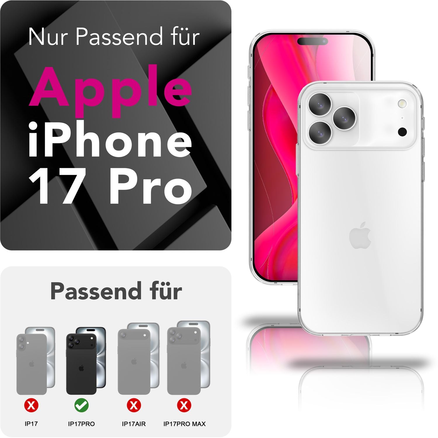 NALIA Hülle AirFlex für Apple iPhone 17 Pro (Kristallklare Silikonhülle) - Transparentes TPU Cover, Schlank & Leicht, Anti-Gelb Effekt, Kratzfest & Robust, Clear Design Handyhülle