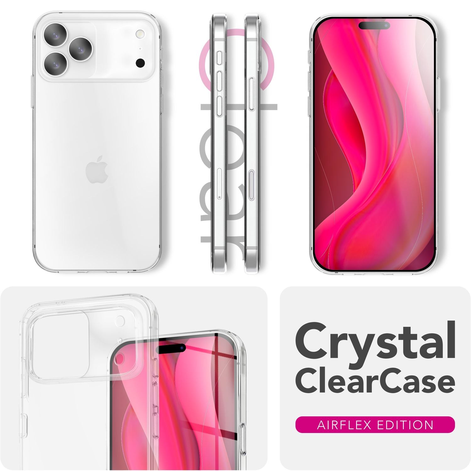 NALIA Hülle AirFlex für Apple iPhone 17 Pro (Kristallklare Silikonhülle) - Transparentes TPU Cover, Schlank & Leicht, Anti-Gelb Effekt, Kratzfest & Robust, Clear Design Handyhülle
