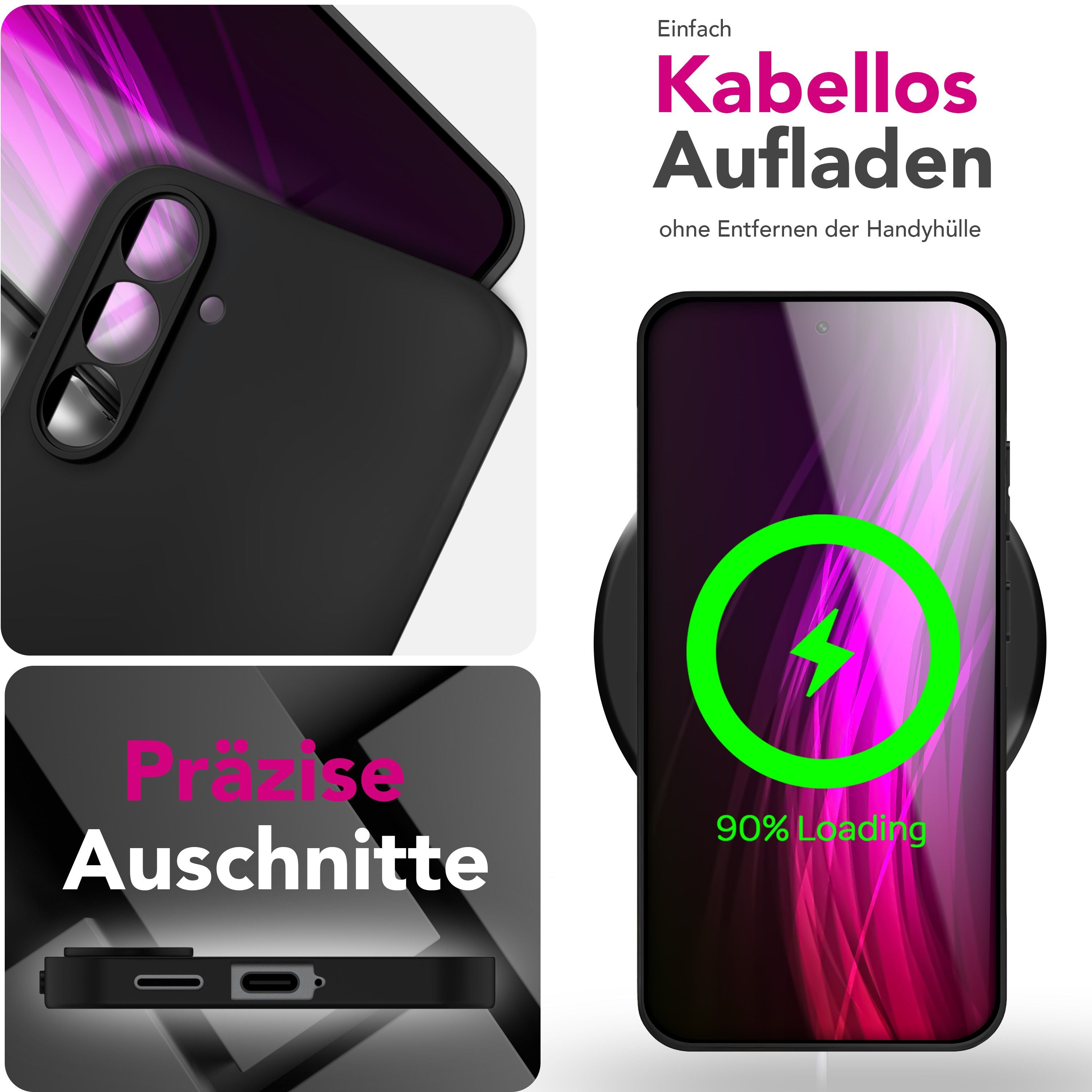 NALIA Hülle Strider für Samsung Galaxy S25 FE (Mattes Slim-Case) - Ultradünn 1,28mm, Soft-Touch TPU Cover, Staubschutz Tasten, Fingerabdruckarm, Handy Schutzhülle - Schwarz
