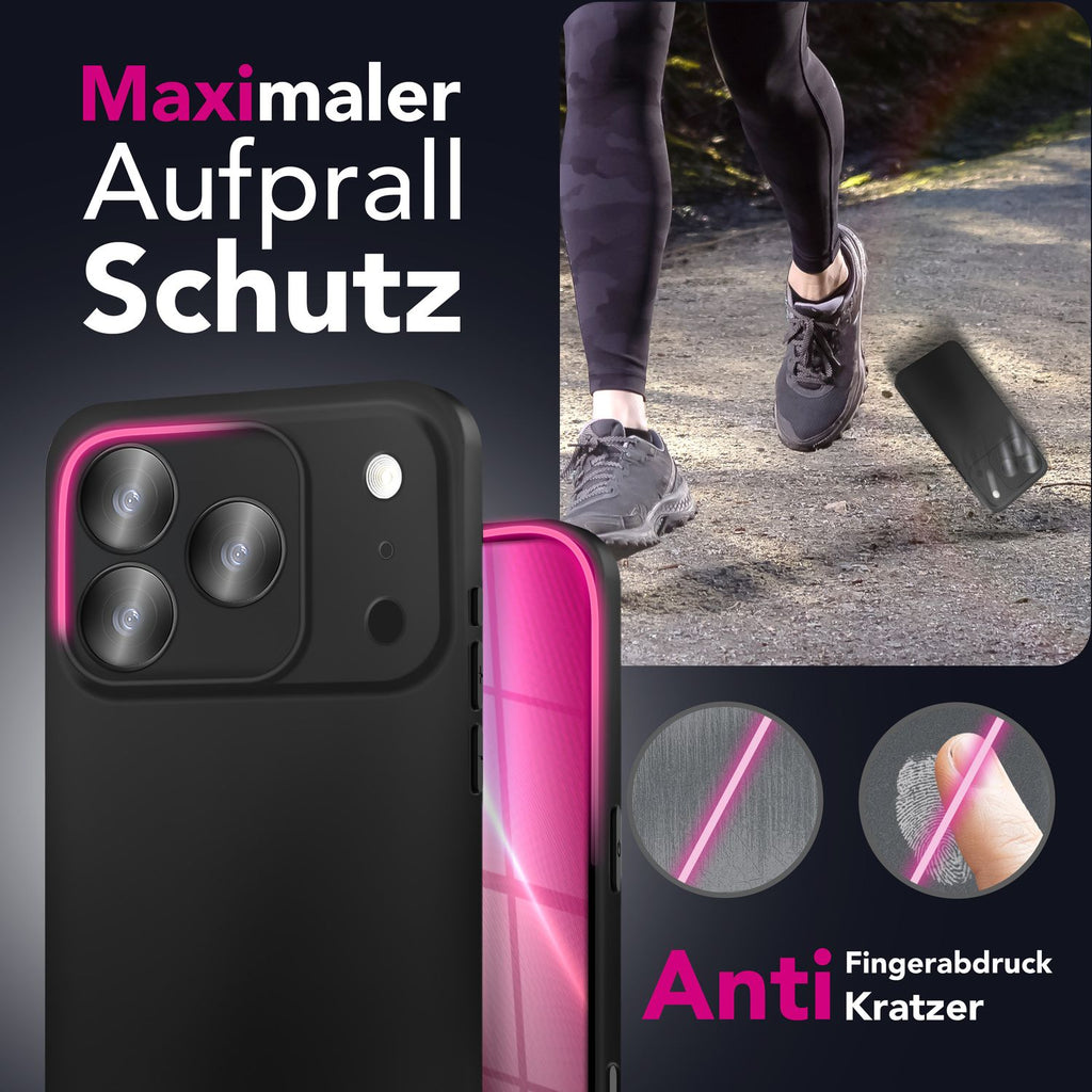 NALIA Hülle Strider für Apple iPhone 17 Pro Max (Mattes Slim-Case) - Ultradünn 1,28mm, Soft-Touch TPU Cover, Staubschutz Tasten, Fingerabdruckarm, Handy Schutzhülle - Schwarz