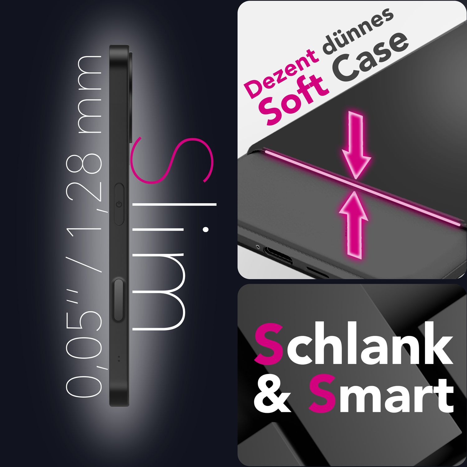 NALIA Hülle Strider für Apple iPhone 17 Pro Max (Mattes Slim-Case) - Ultradünn 1,28mm, Soft-Touch TPU Cover, Staubschutz Tasten, Fingerabdruckarm, Handy Schutzhülle - Schwarz